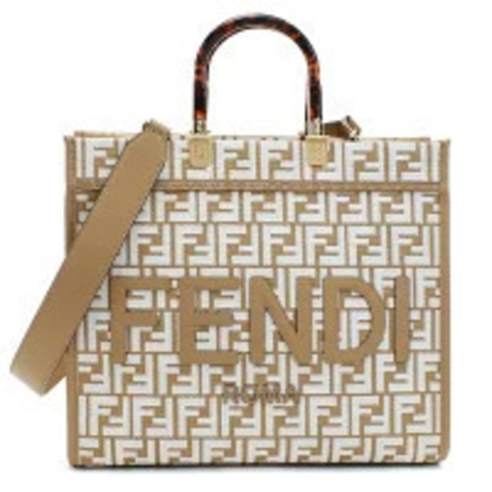 Fendi Tote Bag Italy Brown White Handbag